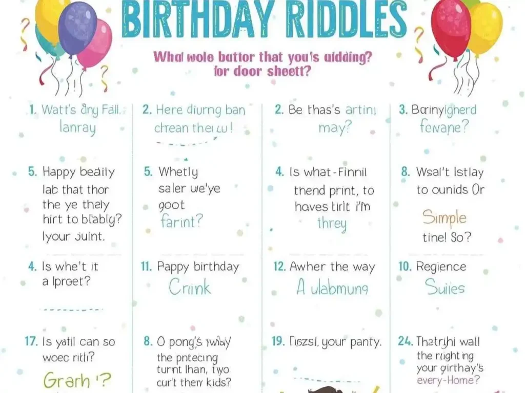 Printable & Party Bag Birthday Riddles for Kids
