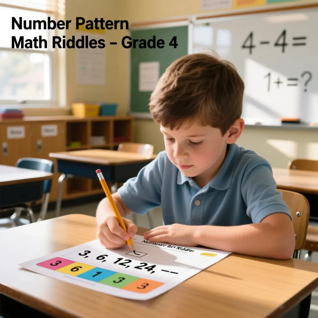 Number Pattern Math Riddles for 4th Graders