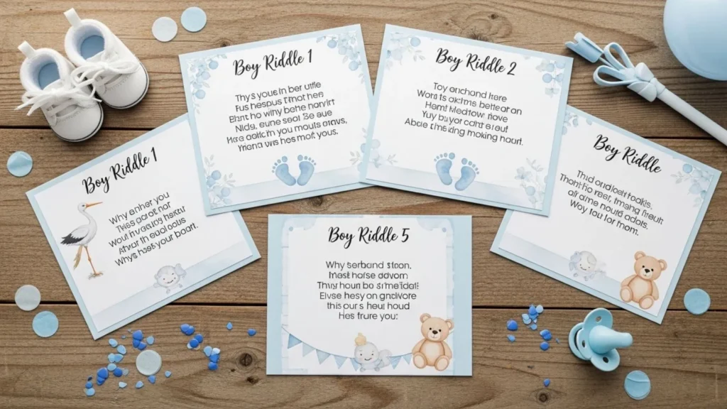 Party Game Gender Reveal Riddles for Boy